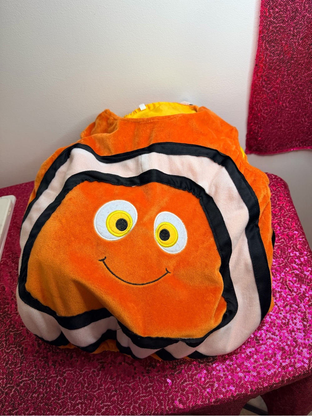 Orange Plush Clownfish Kids Toy Backpack - Soft Fish Design